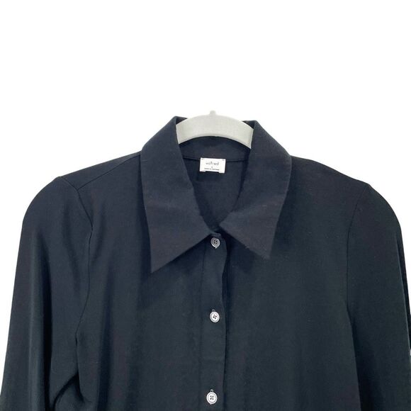 Aritzia Wilfred button up cropped shirt top Size S black - Picture 2 of 6